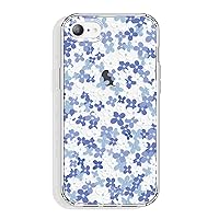for iPhone SE Case (2022/2020/3rd/2nd), iPhone 8/7 Case 4.7 Inch Clear with Floral Design, Cute Protective TPU Bumper + Shockproof Non Yellowing Cover for Women and Girls (Tiny Flowers/Blue)