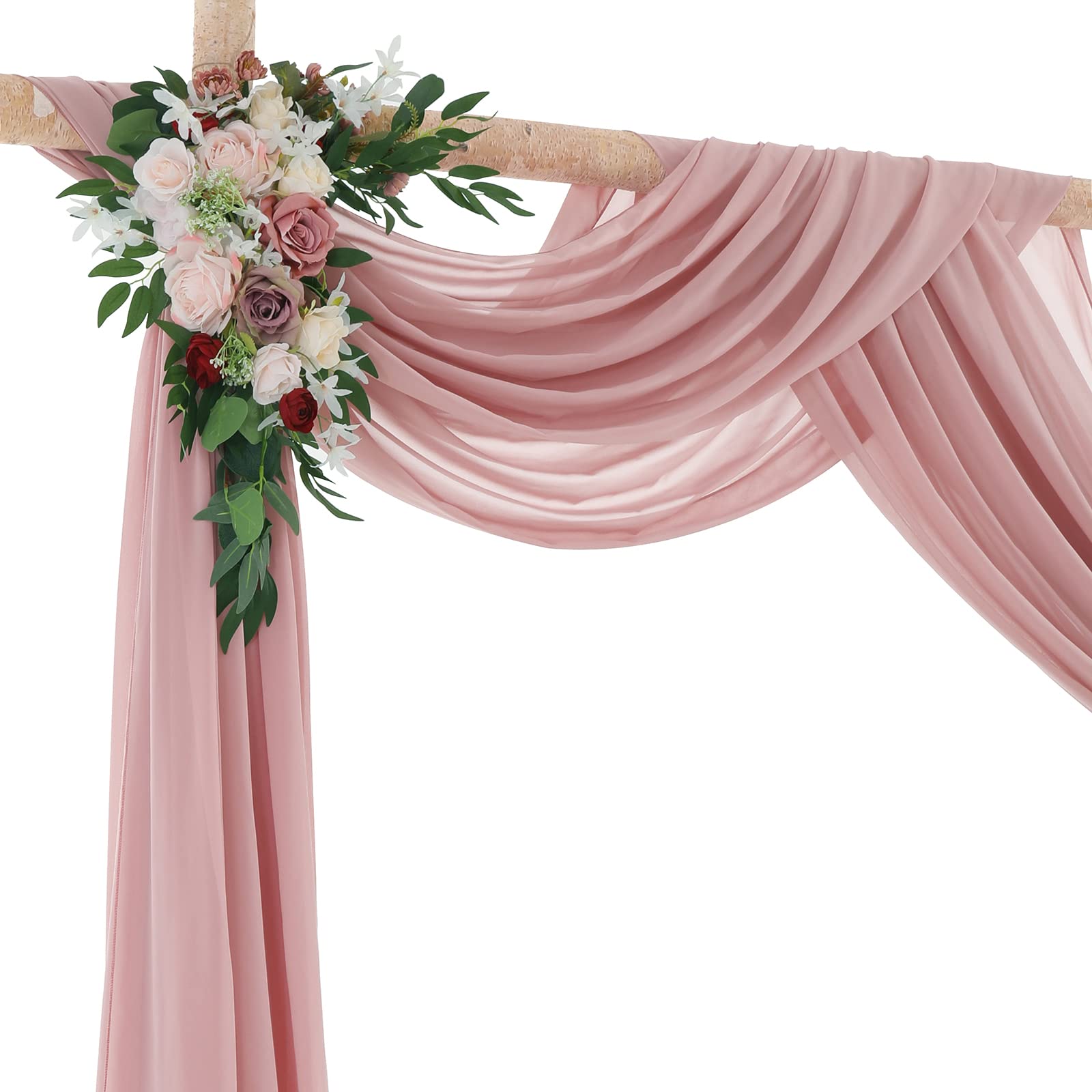 MoKoHouse Wedding Arch Drapes Fabric Dusty Rose 3 Panels 6 Yards Sheer Backdrop Wedding Decor for Party Ceremony Stage Reception
