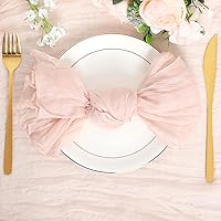 6pcs Cheesecloth Napkins 20 x 20 Inch Boho Dinner Napkins Wrinkled Rustic Linen Table Napkins Decorative Cloth Napkins for Wedding Party Baby Shower Family Everyday Use (Dusty Pink)