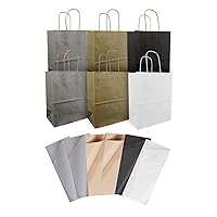 Jillson Roberts All-Occasion Recycled Medium Kraft Gift Bags and Tissue in Assorted Solid Colors, 6-Count, Elegant Basics (KTMT002)