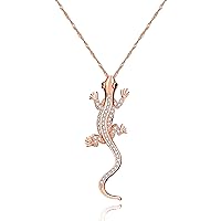 Uloveido Fashion Cubic Zirconia Pave Gecko Lizard Necklace Animal Pendant Lucky Amulet Necklaces N1012