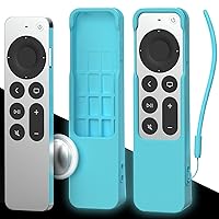 SIKAI Silicone Case Cover for Apple TV 4K Siri Remote 2021/2022,Shockproof Protective Skin for New Siri Remote (2nd/3nd Generation),Standing Design, Anti-Lost with AirTag Case Inside(Glow Blue)