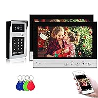 WiFi Video Doorbell Camera, 9 Inches Video Intercom System with 2 Monitors for Home Security Systems, Wired Video Door Phone Support Unlock, Motion Detection, IR Night Vision, 2-Way Audio