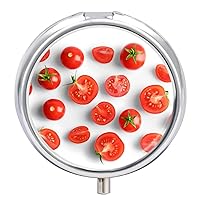 Round Pill Box Tomatos Pattern Portable Pill Case Medicine Organizer Vitamin Holder Container with 3 Compartments