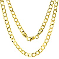 14K Gold Cuban Link Chain Men - 2.3mm 2.7mm 3.7mm 4.65mm 5.4mm 6.5mm Diamond Cut Open Link Thick Cuban Curb Chain - Yellow Real Gold Chain Necklace For Women with Lobster Clasp 16