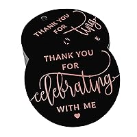Thank You for Celebrating with Me Birthday Bottle Tag Real Rose Gold Foil Favor Hang Tags 50 Pack