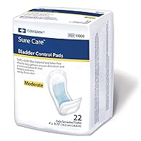 Covidien 1100B Sure Care Bladder Control Pad, Moderate Absorbency, 4