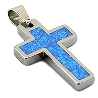 Personalized Tungsten Cross Gold Plated, Black Plated or Polished with Inlay of Opal, Hawaiian Koa Wood or Black Carbon Fiber Stainless Steel Cuban necklace 16