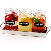 Circleware Trio Grand Mason Jar Glasses with Metal Holder Stand, Set of 4 Home & Kitchen Farmhouse Decor Beverage Drink Tumblers for Water, Beer and Juice, 4 Piece Set, Black ,1 Count(Pack of 4)