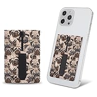Pugs Portrait Cell Phone Card Holder for Phone Case Stick On Card Wallet Sleeve Phone Pocket for Back of Phone