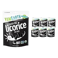 YumEarth Organic Gluten Free Black Licorice Snack Packs - Allergy Friendly, Gluten Free, Non-GMO, Vegan, No Artificial Flavors or Dyes - 5 Ounce (Pack of 6)