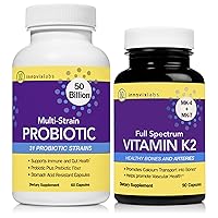 InnovixLabs Vitamin K2 & Probiotic Bundl Full Spectrum Vitamin K2 (90 Softgel Capsules) Multi-Strain Probiotic (60 Time-Release Capsules). Supports Bones, Arteries and Healthy Gut. *
