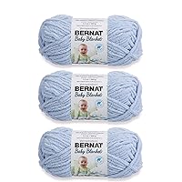 Bernat Baby Blanket Baby Blue Yarn - 3 Pack of 100g/3.5oz - Polyester - 6 Super Bulky - 72 Yards - Knitting/Crochet