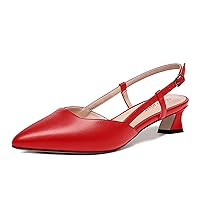 Womens Matte Professional Slim Business Adjustable Strap Pointed Toe Buckle Solid Kitten Low Heel Pumps Shoes 1.5 Inch