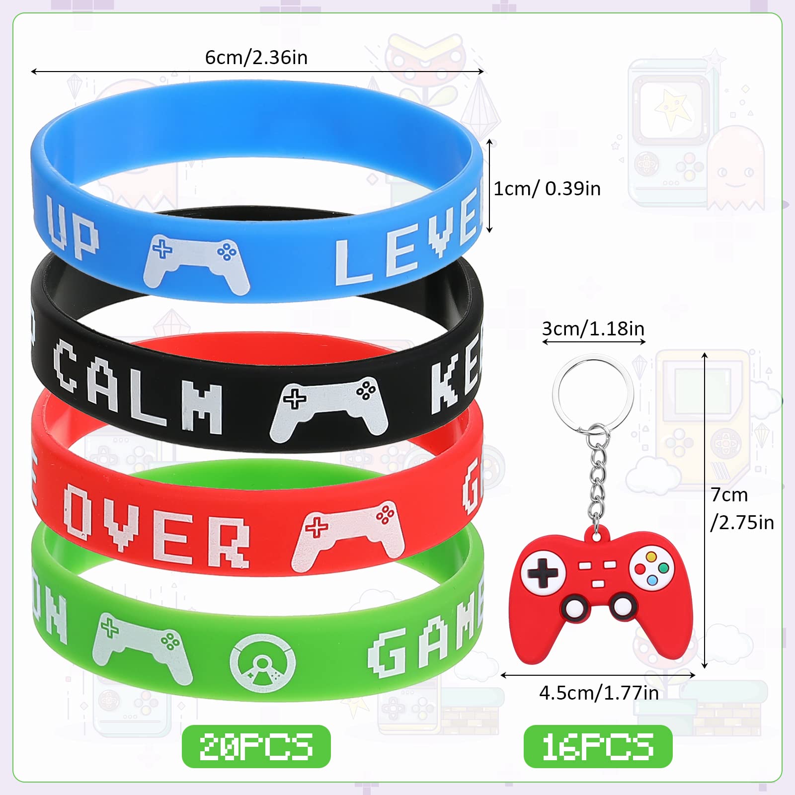 18 Pcs Video Game Wristbands Rubber Bracelet Game Party Wristbands Supplies  For Birthday Party Baby Shower Party Favors, 6 Styles 3 Pieces Per Style |  Fruugo ES