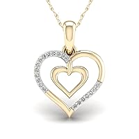 10K Yellow Gold 1/20CT TDW Diamond Heart Shape Pendant Necklace for Women (I-J, I2)