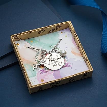 Inspirational Jewelry Necklace for Women Girls Gift - She Believed She Could So She Did