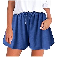 Womens Sweat Shorts Casual Summer Athletic Shorts Comfy Drawstring Elastic Waist Wide Leg Shorts Fashion Clothes 2024