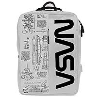 NASA Laptop Backpack For Women And Men - 15 Inch Laptop Bag With USB Port & Elegant Design - Waterproof Backpack With Adjustable Straps (White)