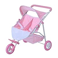 Twinkle Stars Princess Deluxe Baby Doll Stroller, Pink/White