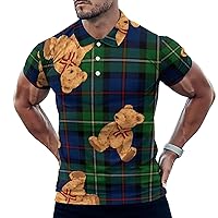 Teddy Bear Doll Men's Golf Polo-Shirt Short Sleeve Jersey Tees Casual Tennis Tops S