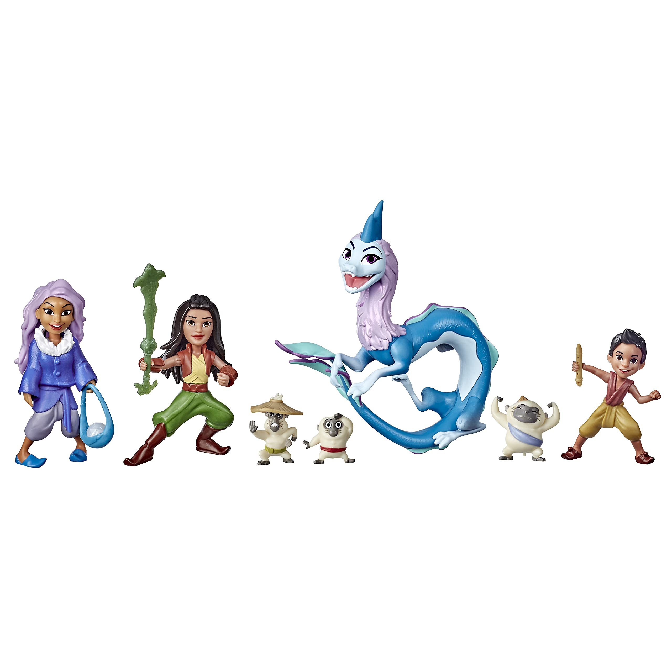 Disney Princess Hasbro Raya and The Last Dragon Kumandra Story Set,7 Dolls and Doll Accessories,Raya,Sisu Human,Ongis,Boun,and Sisu,Toy for Kids