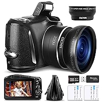 Digital Camera Compact Vlogging Camera, 4K 48MP Camera for Photography with 2 Batteries,32GB SD Card, 16x Digital Zoom, 3.0 inch Screen,Camera for Beginners（LK SD）
