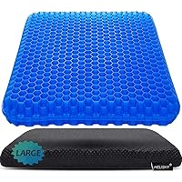 Gel Seat Cushion, Large Cooling Gel Cushion Breathable Honeycomb Chair Pads Gel Cushion with Non-Slip Cover for Home Office Chair Car Seat Wheelchair Absorbs Body Pressure Points, As Seen on TV