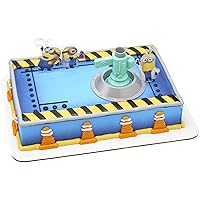 DecoSet® Minions Fart Bubble Blaster Cake Topper, 4 Piece Decoration Set With Working Bubble Wand, Stand, & Kevin, Bob, & Stuart Minions | For Birthday And Celebrations