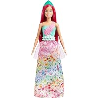 Dreamtopia Royal Doll with Dark-Pink Hair & Sparkly Bodice Wearing Removable Skirt, Shoes & Headband