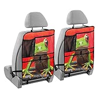 Red Green Frog Branch Kick Mats Back Seat Protector Waterproof Car Back Seat Cover for Kids Backseat Organizer with Pocket Protect from Mud Dirt Scratches, 2 Pack, Car Accessories