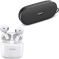 TOZO A3 Wireless Earbuds Bluetooth 5.3 Half in-Ear Lightweight Headsets PA1 Bluetooth Speaker with 20w Stereo Sound, Long Playtime IPX7 Waterproof Portable Wireless Speaker