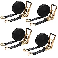4Pack Ratchet Straps Heavy Duty, 8000 LBS Break Strength Ratchet Strap Tie Down, 2” x 27ft Black Tie-Down Ratcheting Cargo Truck Straps with Durable Double J Hook for for Truck, Trailers, Car Roof