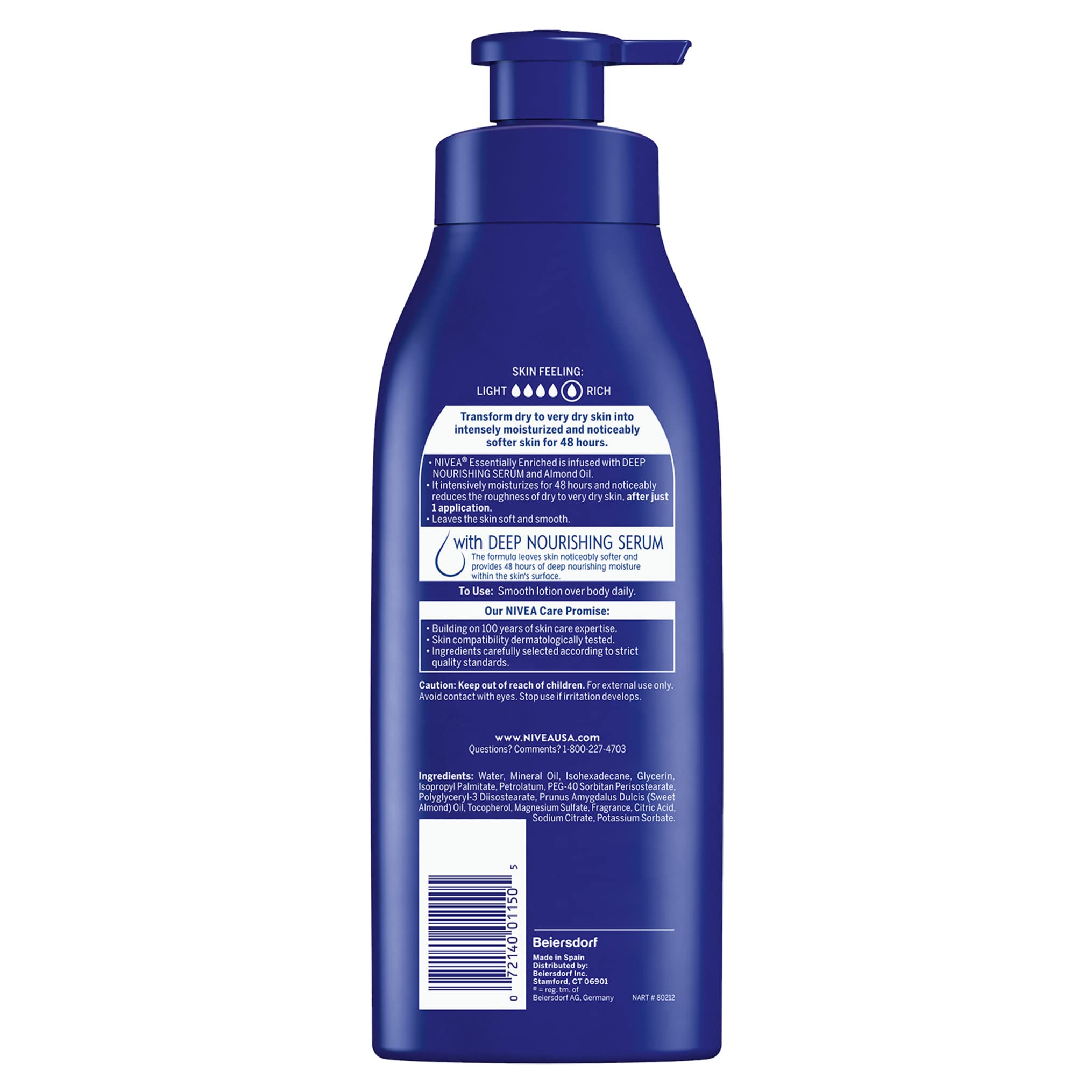 NIVEA Essentially Enriched Body Lotion for Dry Skin, Pack of 2, 16.9 Fl Oz Pump Bottles