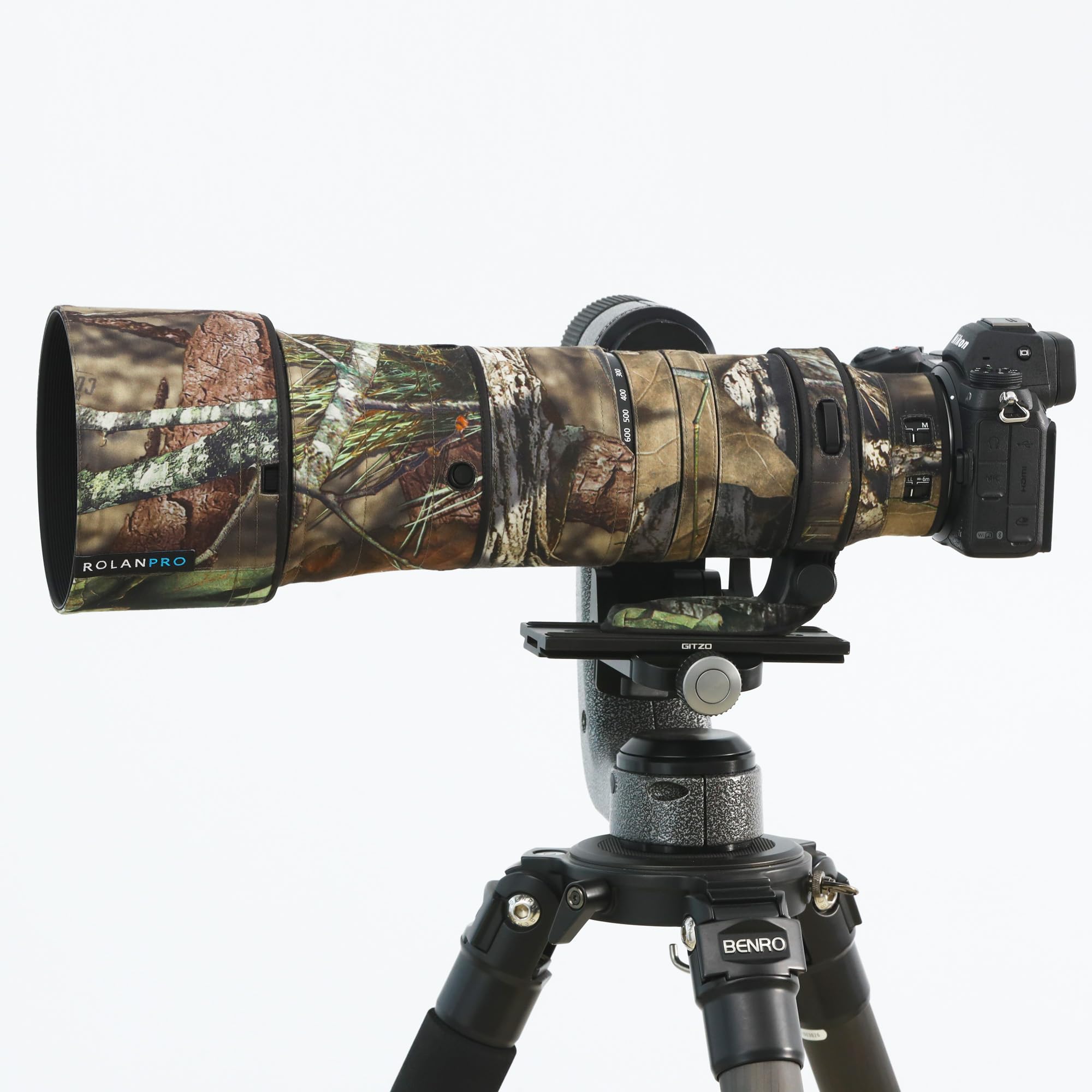 ROLANPRO Waterproof Lens Camouflage Coat for Nikon Z 180-600mm F/5.6-6.3 VR Rain Cover Lens Protective Sleeve Guns Case Clothing-#23 Brown Jungle Waterproof