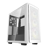 DeepCool CK560 WH PC Case ATX High-Airflow Front Panel with 3pcs 120mm ARGB Fans Mid-Tower Gaming Case Tempered Glass 140mm Rear Fan 360mm Radiator Case with Built-in GPU Bracket and Type-C, White