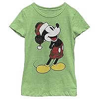 Disney Characters Plaid Mickey Girl's Heather Crew Tee
