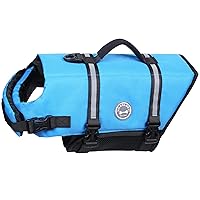 VIVAGLORY Ripstop Dog Life Jacket for Small Medium Large Dogs Boating, Swimming Vest for Dogs with Enhanced Visibility & Buoyancy, Blue