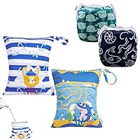 ALVABABY 2pcs Superior Waterproof Wet Dry Bags and 2 Pack Swim Diapers