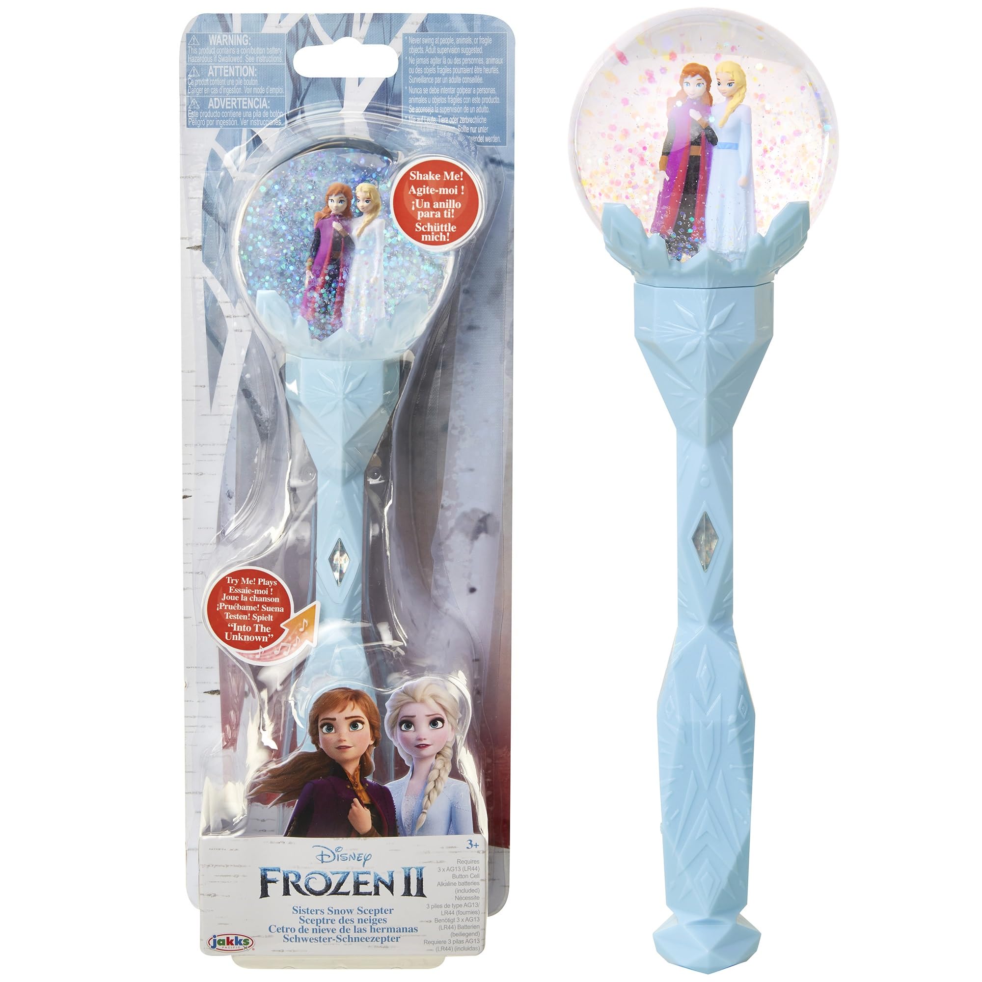 Frozen 2 Sisters Musical Snow Wand Costume Prop Scepter, Plays Into The Unknown Perfect for Child Costume Accessory, Role Play, Dress Up or Halloween Party