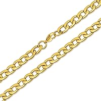 Heavy Duty Biker Jewelry Solid Curb Link Chain Necklace Men Gold Plated Silver Tone Black IP Stainless Steel 18,20,24,30 Inch 4,7,8,10MM