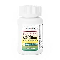 GeriCare Low Dose Enteric Coated Aspirin 81mg Pain Reliever, 100 Count (Pack of 1)