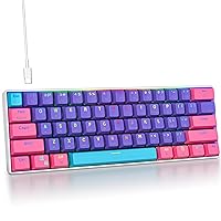 Protable 60% Percent Gaming Keyboard Mechanical, Mini Compact RGB Backlit 61 Keys Wired Office Keyboard with red Switch for Mac/Win (Purple/red Switch)