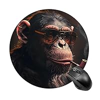 A Smoking Gorilla Round Mouse Pad Anti-Slip Rubber Base Desk Mat for Gaming Office Laptop Computer
