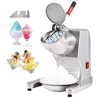VEVOR Ice Crushers Machine, 220lbs Per Hour Electric Snow Cone Maker with 4 Blades, Stainless Steel Shaved Ice Machine with Cover and Bowl, 300W Ice Shaver Machine for Home and Commercial Use, Silver