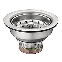 Kitchen Sink Stainless Steel Basket Strainer with Drain Assembly, 3-1/2 Inch Sink Drain Stopper Plug, 22036