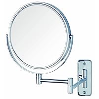 JERDON 8-Inch Two-Sided Swivel Wall Mount Mirror - Makeup Mirror with 8X Magnification & 13.5 inch Wall Extension - Chrome Finish - Model JP7808C