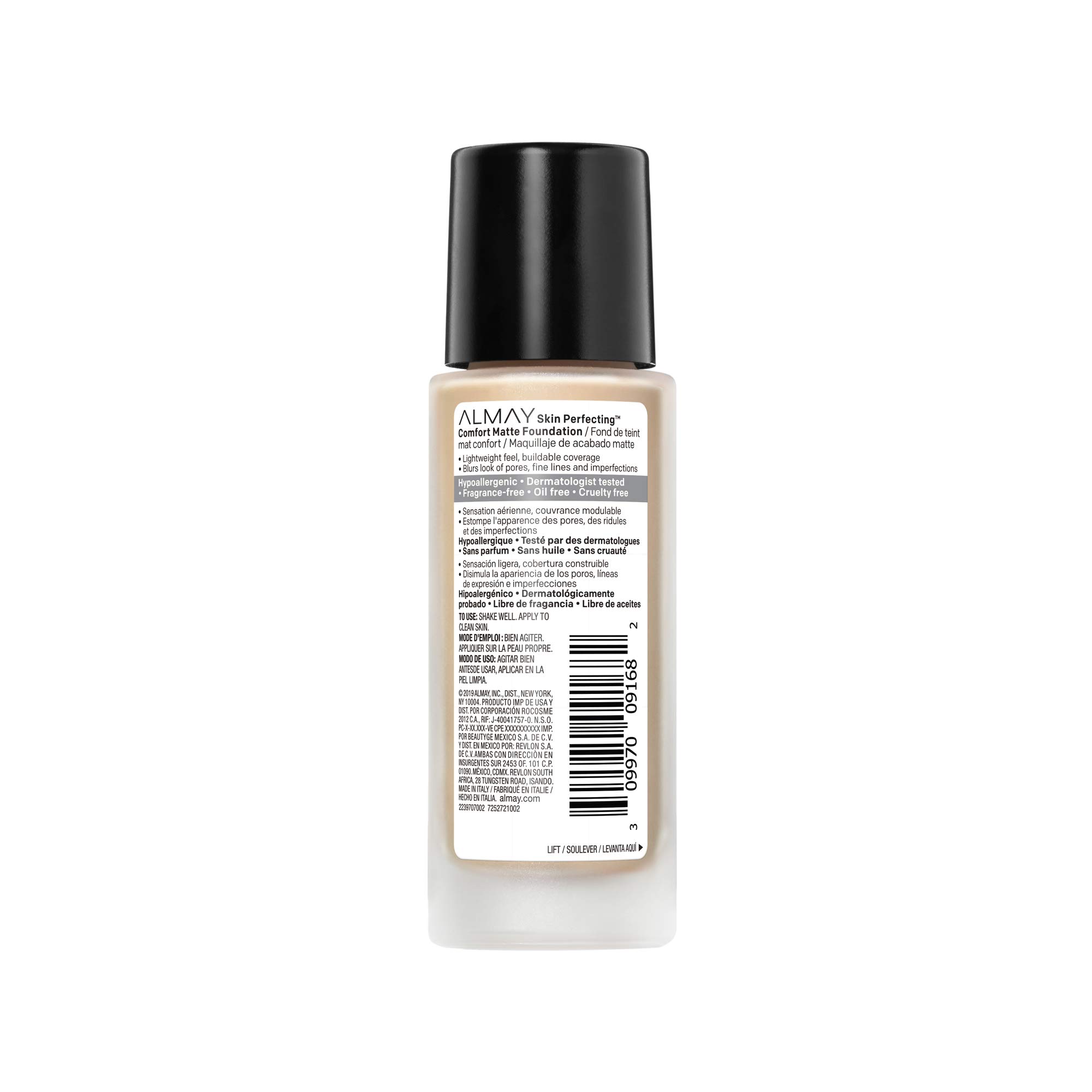 Almay Skin Perfecting Comfort Matte Foundation, Hypoallergenic, Cruelty Free, -Fragrance Free, Dermatologist Tested Liquid Makeup, Neutral Buff, 1 Fluid Ounce
