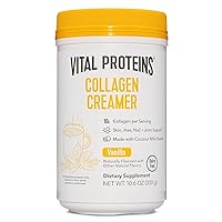 Collagen Coffee Creamer, Non-dairy & Low Sugar Powder with Collagen Peptides Supplement - Supporting Healthy Hair, Skin, Nails with Energy-Boosting MCTs - Vanilla 10.6oz