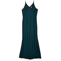 Dress the Population Women's Iris Spaghetti Strap Plunging Long Dress, Pine, X-Small